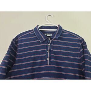 (Ju) Carbon 2 Cobalt Mens Golf Polo Shirt Size L Blue Stripe Short Sleeve Casual